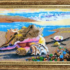фото: картина, вышитая бисером, Морские ракушки