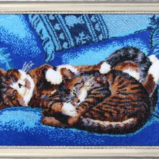 фото: картина, вышитая бисером, Спящие котята