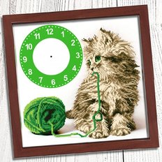 фото: схема для вышивки бисером, Часы Котёнок