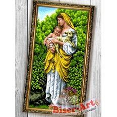 фото: схема для вышивки бисером или нитками, Мария с малышом