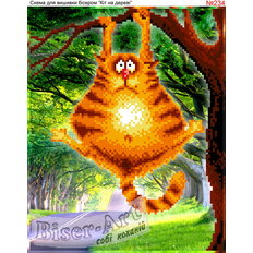фото: схема для вышивки бисером, Кот на дереве