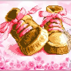 фото: схема для вышивки бисером, Розовые ботиночки