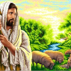 фото: схема для вышивки бисером или нитками, Иисус Христос добрый Пастырь