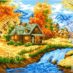 фото: схема для вышивки бисером, дом у реки и горы фото: схема для вышивки бисером, дом у реки и горы
