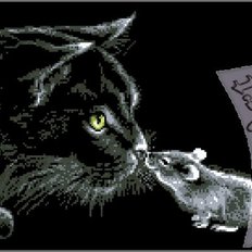 фото: схема для вышивки бисером или нитками, черный кот и мышка фото: схема для вышивки бисером или нитками, черный кот и мышка