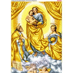 фото: схема для вышивки бисером или нитками, Сикстинская Мадонна (в золоте) фото: схема для вышивки бисером или нитками, Сикстинская Мадонна (в золоте)