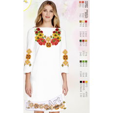 фото: вышитое бисером белое женское платье с цветами