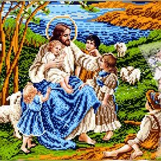 фото: схема для вышивки бисером, Иисус и дети