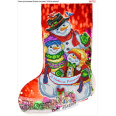 фото: новогодний сапожок для вышивки бисером или крестиком, снеговики фото: новогодний сапожок для вышивки бисером или крестиком, снеговики