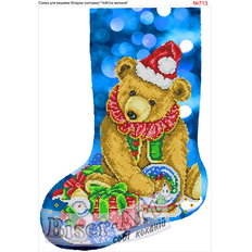 фото: новогодний сапожок для вышивки бисером или крестиком, медвежонок фото: новогодний сапожок для вышивки бисером или крестиком, медвежонок