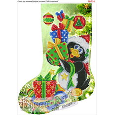 фото: новогодний сапожок для вышивки бисером или крестиком, пингвин фото: новогодний сапожок для вышивки бисером или крестиком, пингвин
