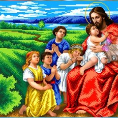 фото: схема для вышивки бисером или крестиком Иисус и дети