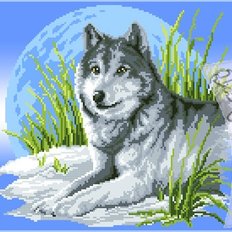фото: схема для вышивки бисером или крестиком, Волк