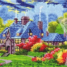 фото: схема для вышивки бисером или крестиком, Дом