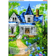 фото: схема для вышивки бисером или крестиком, Дом в лесу