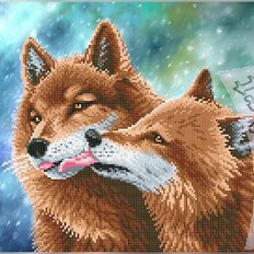 фото: схема для вышивки бисером или крестиком, Поцелуй волков