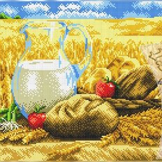 фото: схема для вышивки бисером или крестиком, Хлеб с молоком