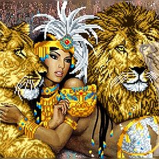 фото: схема для вышивки бисером или крестиком, Царица со львами