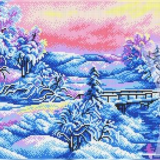фото: схема для вышивки бисером или крестиком, Зимний закат