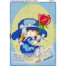 фото: схема для вышивки бисером или крестиком, Девочка с розой