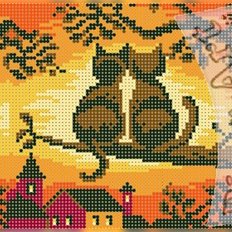 фото: схема для вышивки бисером или крестиком, Пара кошек