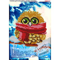 фото: схема для вышивки бисером или крестиком, Сова зимой