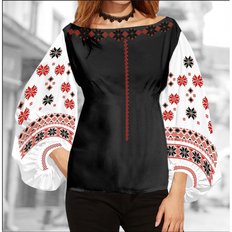 фото: блуза Бохо (заготовка) с вышивкой геометрический узор со стилизованными цветами