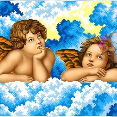 фото: схема для вышивки бисером или крестиком, Ангелы на облаках