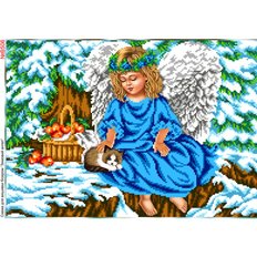 фото: схема для вышивки бисером или крестиком, Ангелочек с котиком