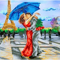 фото: схема для вышивки бисером или нитками, Поцелуй в Париже