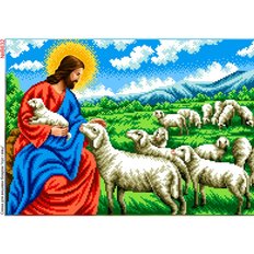 фото: схема для вышивки бисером или нитками, Иисус и овцы