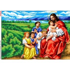 фото: схема для вышивки бисером или нитками, Иисус и дети