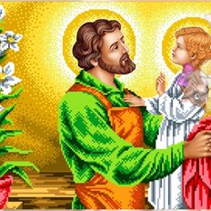 фото: схема для вышивки бисером или нитками, Святой Иосиф с Иисусом