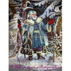 Набор для вышивки бисером открытка Дед Мороз