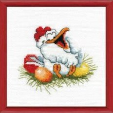 фото: картина для вышивки крестиком, Курица и яйцо