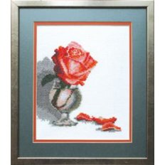 фото: картина для вышивки крестиком, Роза в бокале