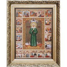 изображение: вышитая бисером икона Икона Святая Блаженная Матрона Московская