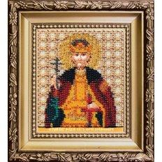 изображение: вышитая бисером Икона святой благоверный великий князь Георгий (Юрий) Всеволодович Владимирский