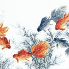фото: картина для вышивки крестом, Золотые рыбки