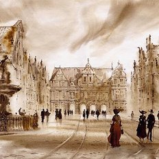 фото: картина для вышивки в алмазной технике, Вечерний променад