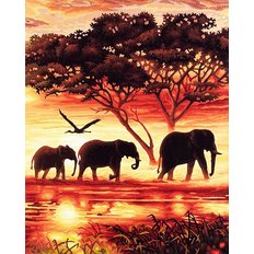 фото: картина для алмазной мозаики, триптих Африканские слоны