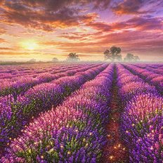 фото: картина для вышивки в алмазной технике, Закат над лавандовым полем