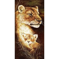 фото: картина для алмазной мозаики, триптих Мамина любовь Львы часть 2