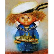 фото: картина для вышивки в алмазной технике, Рыжий Ангел Юный моряк Художник Chuvilyaeva Galina