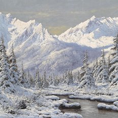 фото: картина для вышивки в алмазной технике, Прекрасный зимний пейзаж