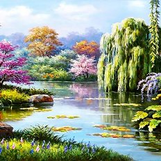 фото: картина для вышивки в алмазной технике, Весенний пейзаж