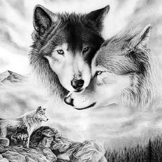 фото: картина в алмазной технике Пара волков – Любовь и верность