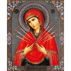 изображение: икона для вышивки в алмазной технике, Богородица Семистрельная