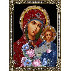 изображение: икона для вышивки в алмазной технике, Богородица с Иисусом