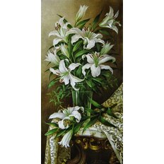 фото: картина для вышивки в алмазной технике, Букет белых лилий фото: картина для вышивки в алмазной технике, Букет белых лилий